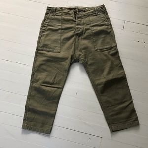 R13 olive drop crotch pants